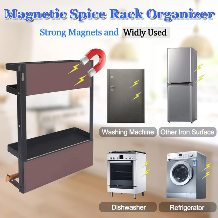 Magnetowy organizator przypraw na lodówkę z uchwytem na ręcznik papierowy – Oryden