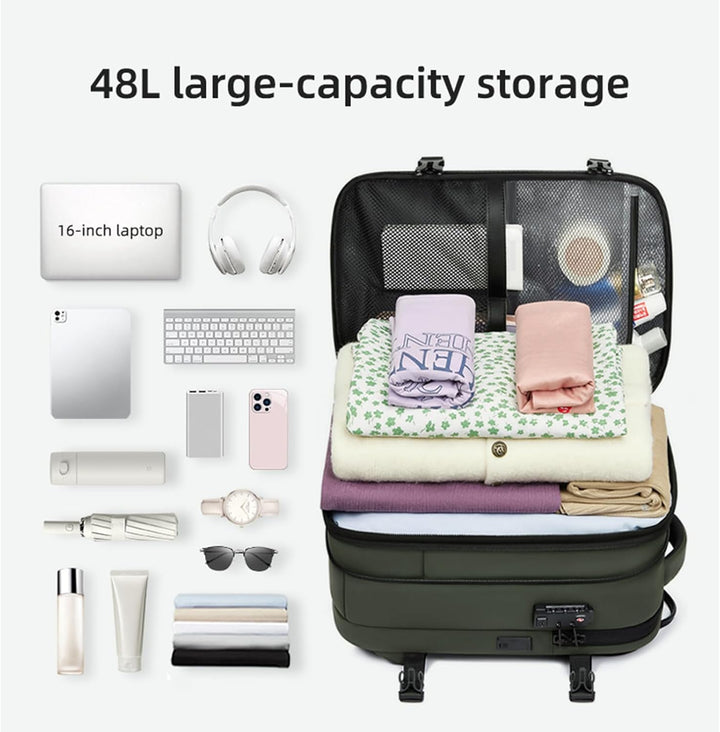 Rozszerzalny i wodoodporny plecak podróżny z kompresją próżniową – Arvid