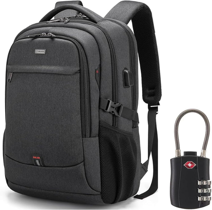 Plecak podróżny na laptopa odporny na wodę z portem USB i zorganizowanym miejscem do przechowywania