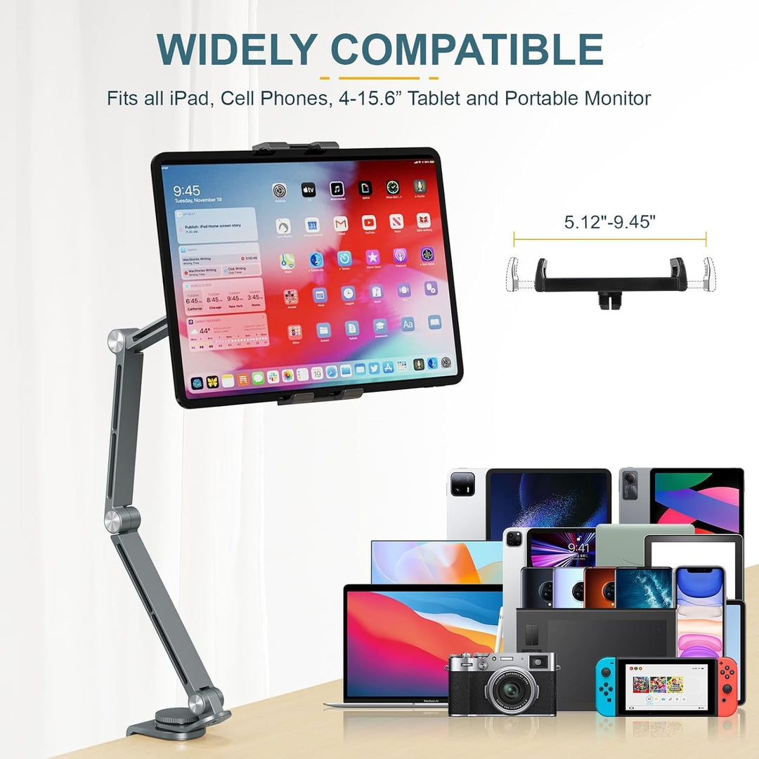 Regulowany uchwyt na tablet z aluminium z obrotem 360° – Movaro