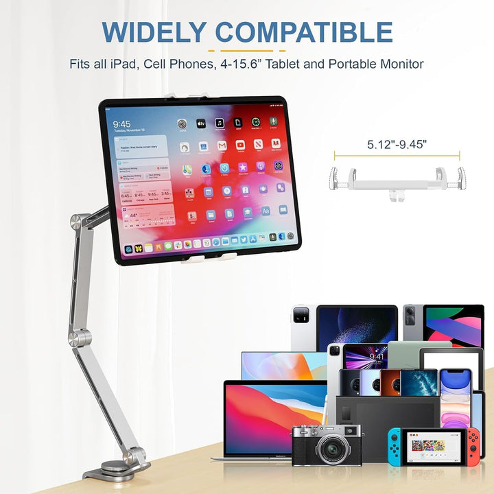 Regulowany uchwyt na tablet z aluminium z obrotem 360° – Movaro