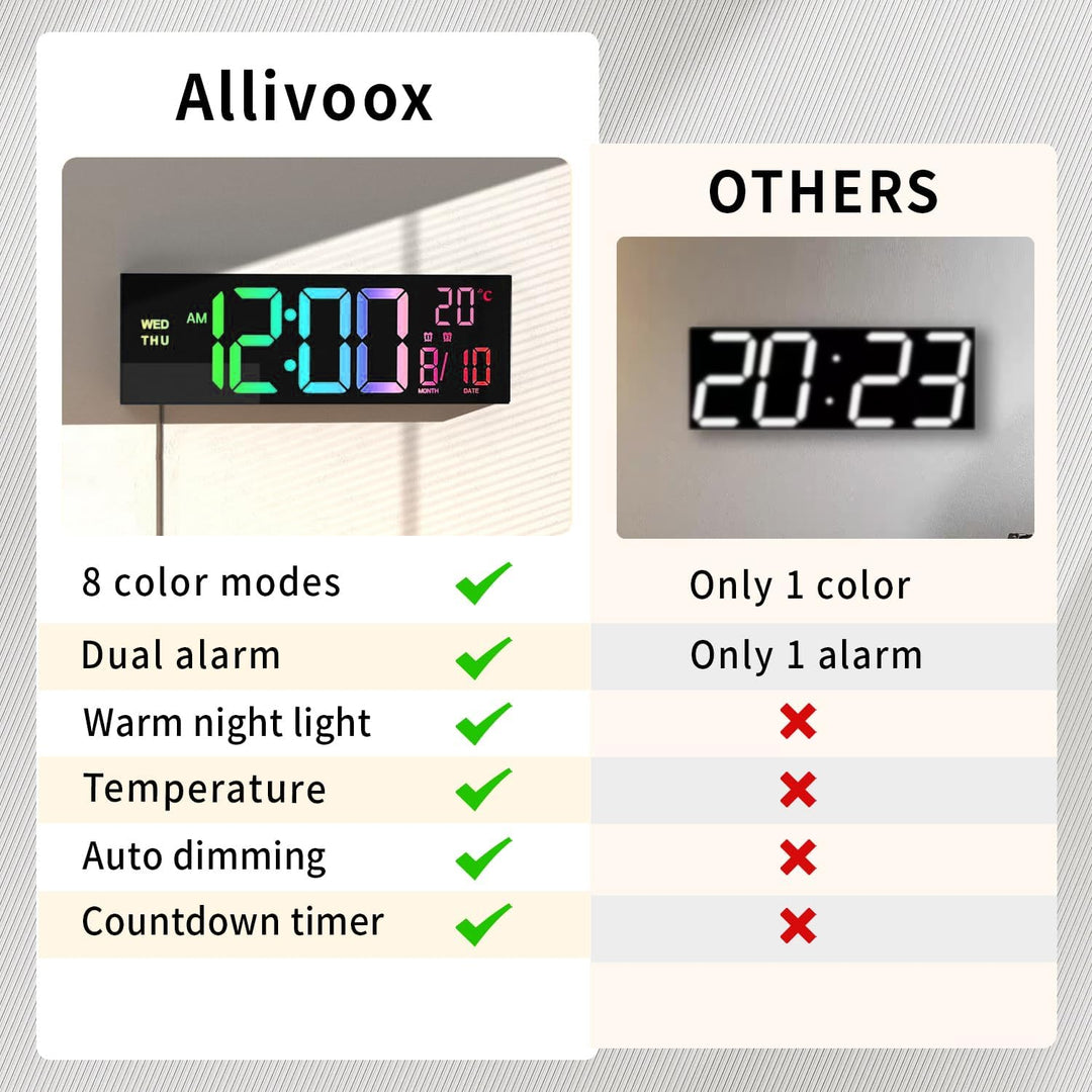 41 cm cyfrowy zegar ścienny i biurkowy RGB z pilotem – Lumeris