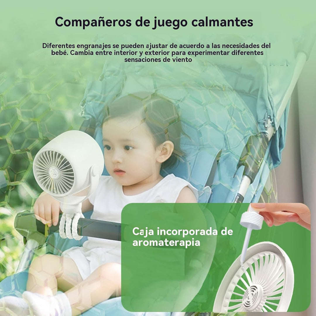 Rechargeable clip-on stroller fan with night light 100 speeds