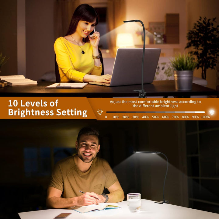 77 Lumenowa lampa biurkowa z zaciskiem, z zasilaniem USB i elastycznym ramieniem – Serava