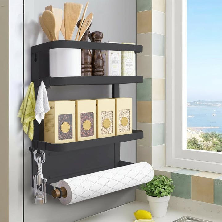 Magnetowy organizator przypraw na lodówkę z uchwytem na ręcznik papierowy – Oryden