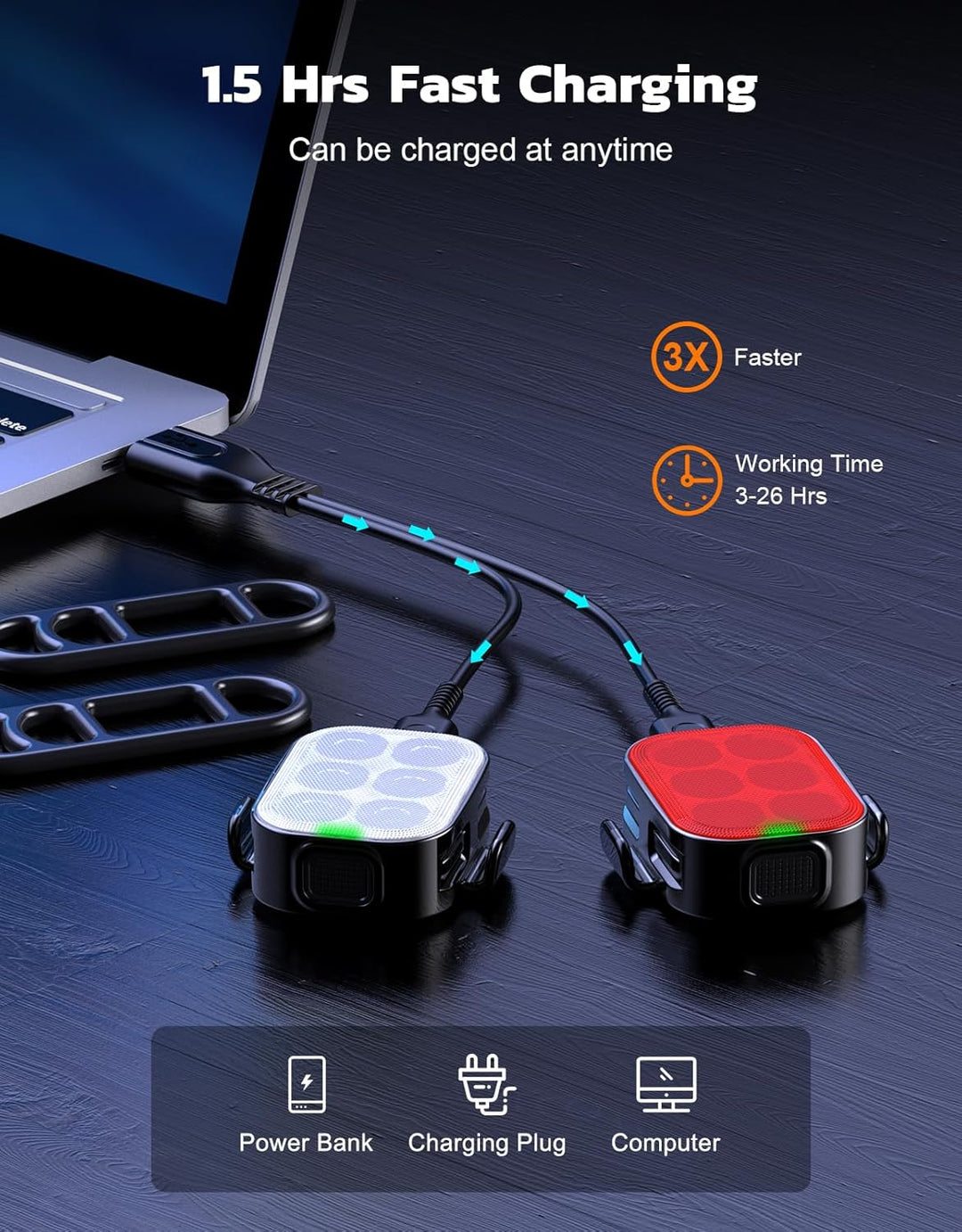 Ultra cienkie, ponownie ładowane przez USB zestawy świateł rowerowych z 4+6 trybami – SlimBeam