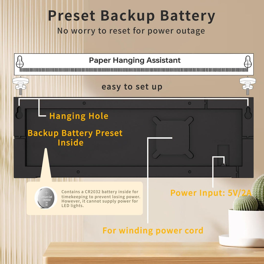 41 cm cyfrowy zegar ścienny i biurkowy RGB z pilotem – Lumeris