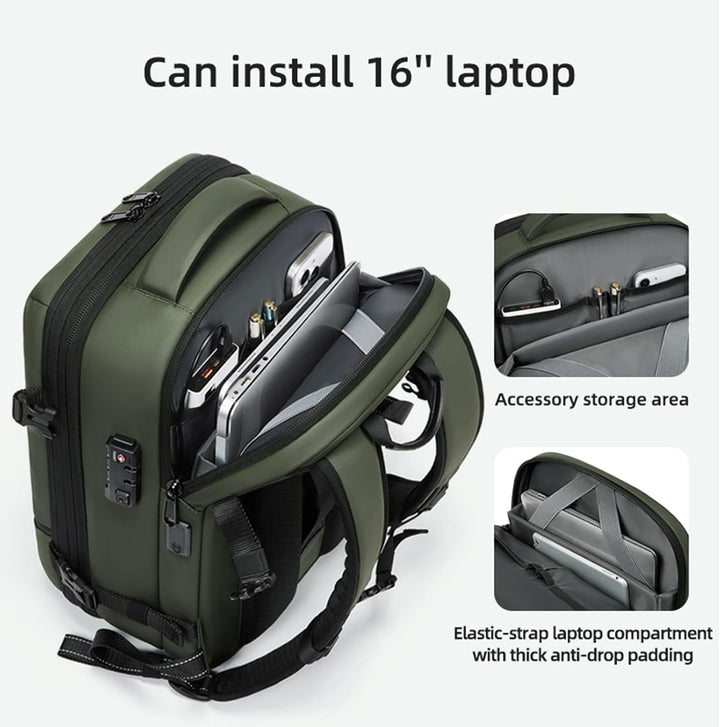 Rozszerzalny i wodoodporny plecak podróżny z kompresją próżniową – Arvid