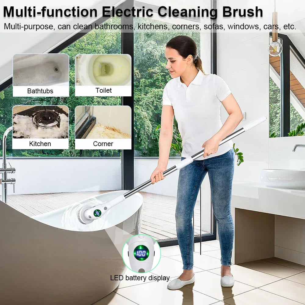 8‑in‑1 Electric Cleaning Brush with Adjustable Handle – Buy 1, Get 1 Free-State of Style