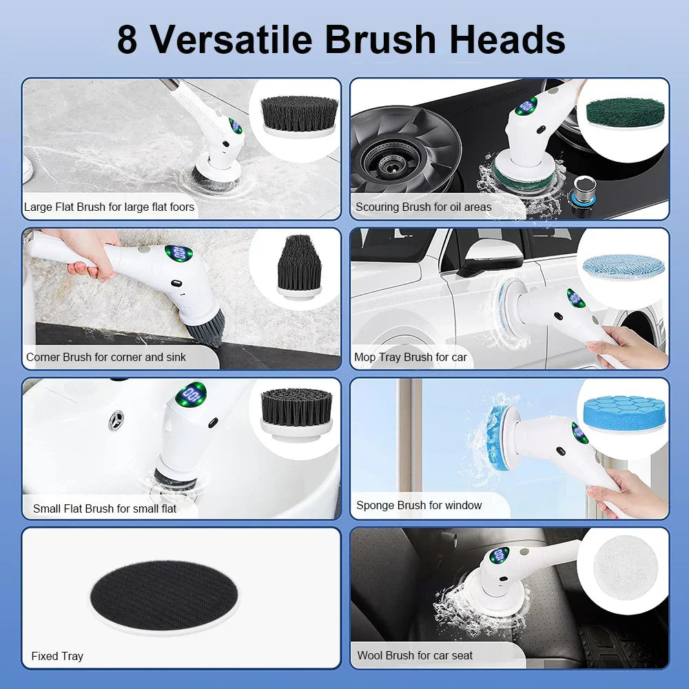 8‑in‑1 Electric Cleaning Brush with Adjustable Handle – Buy 1, Get 1 Free-State of Style