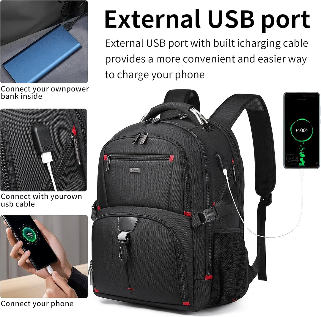 50L Wodoodporny Ekstra Duży Plecak Laptopowy na Podróże z Portem USB