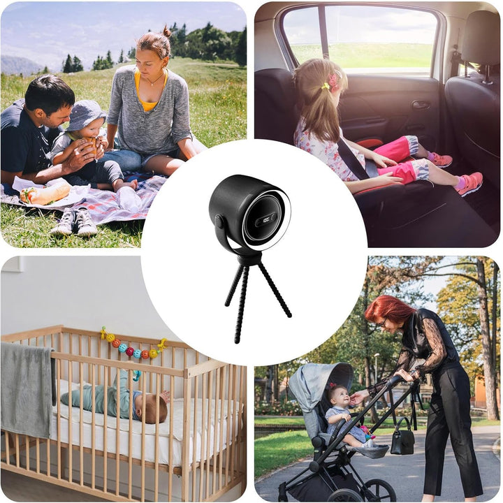 Rechargeable clip-on stroller fan with night light 100 speeds