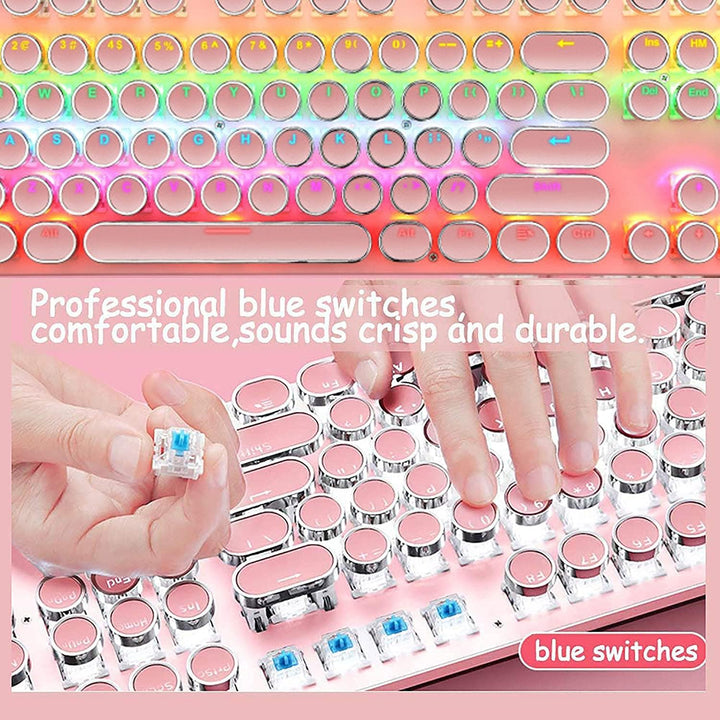 87-klawiszowa mechaniczna klawiatura gamingowa z podświetleniem RGB, z niebieskimi switchami