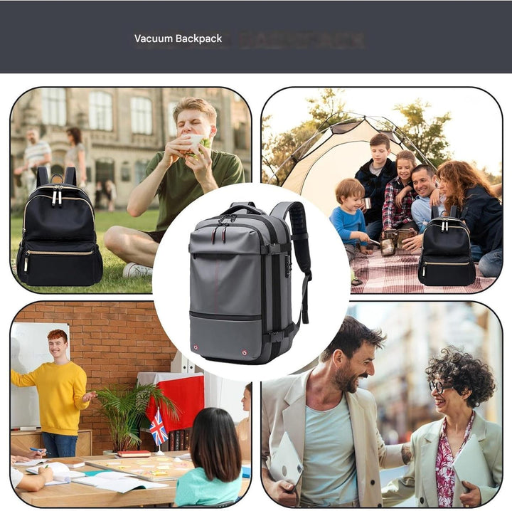 Odkurzacz plecakowy – Rozszerzana wodoodporna torba podróżna 60L z kieszenią na laptop – Trivora