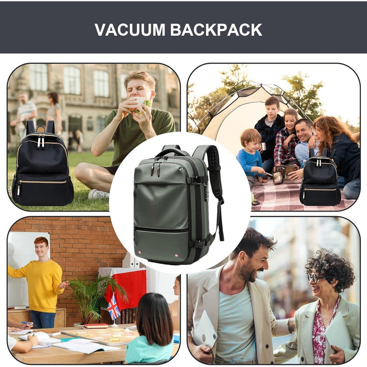 Odkurzacz plecakowy – Rozszerzana wodoodporna torba podróżna 60L z kieszenią na laptop – Trivora