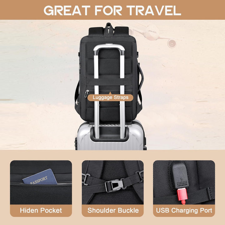 40L Rozszerzalny Wodoszczelny Plecak Podróżny z Portem USB i Miejscem na Laptopa 17” – AirVoyage