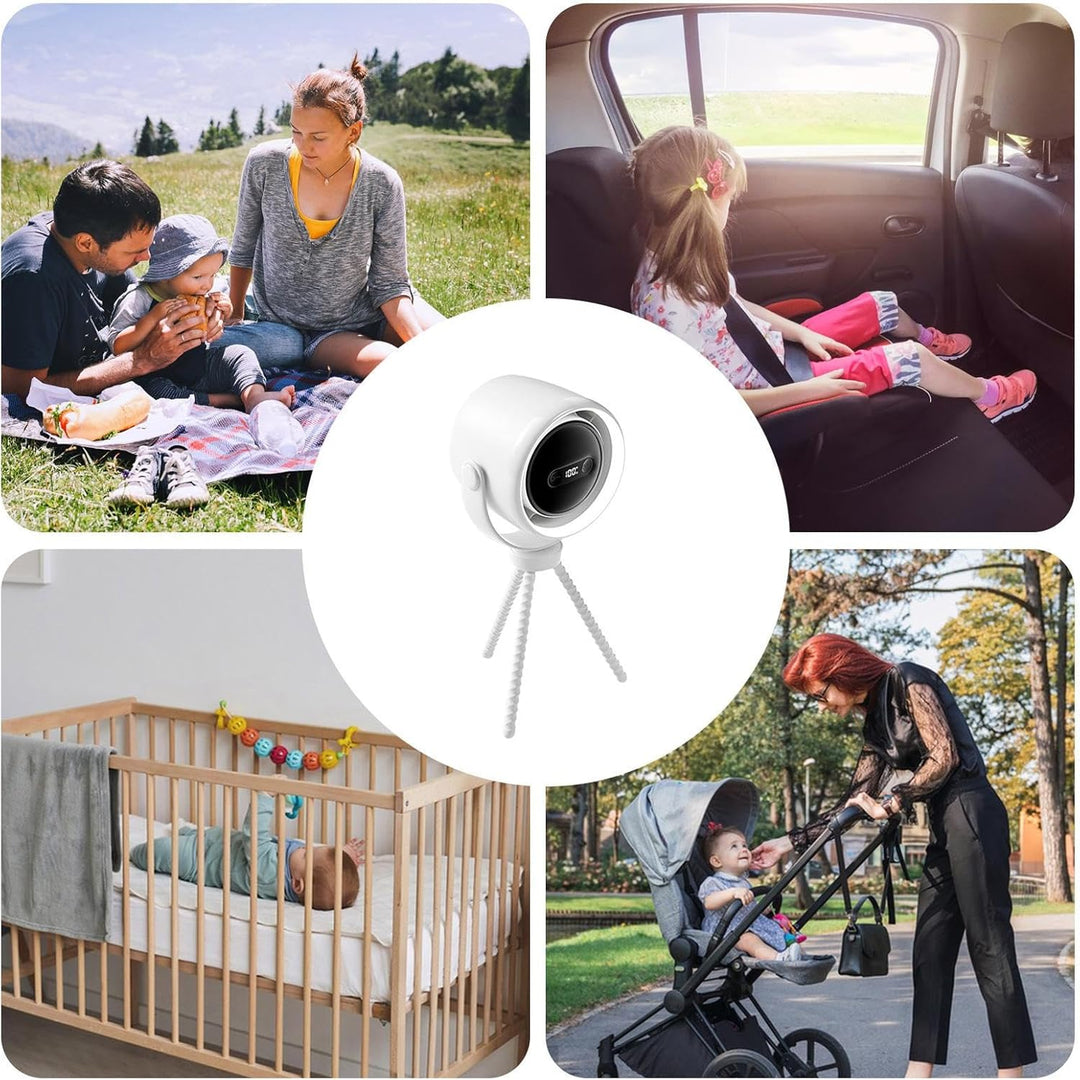 Rechargeable clip-on stroller fan with night light 100 speeds
