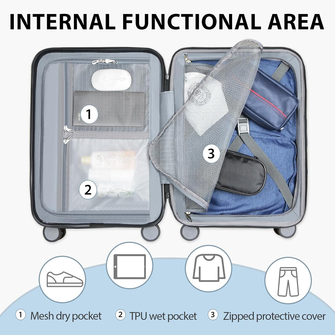 Rozszerzalna walizka na kółkach z twardej powłoki z obracającymi się kółkami i zamkiem TSA
