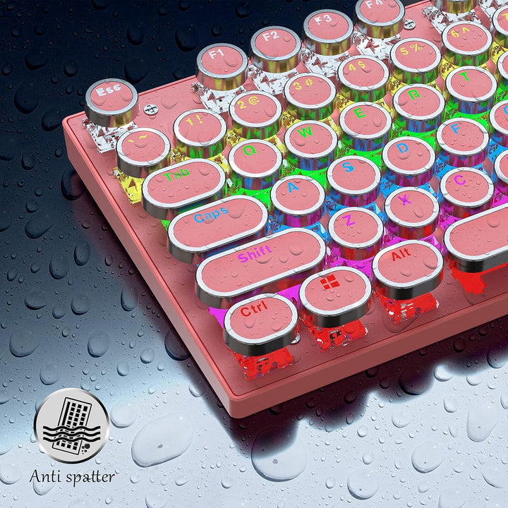 87-klawiszowa mechaniczna klawiatura gamingowa z podświetleniem RGB, z niebieskimi switchami