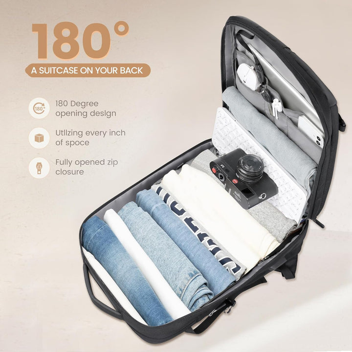 40L Rozszerzalny Wodoszczelny Plecak Podróżny z Portem USB i Miejscem na Laptopa 17” – AirVoyage
