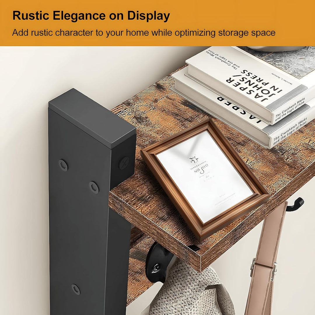 Wieszaki ścienne z półką i 5 metalowymi hakami - Ravora