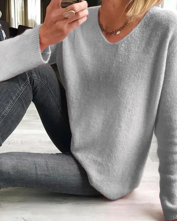 Casualowy Gładki Sweter Damski – Sophie