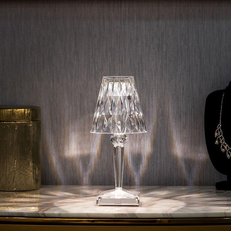 Lampa stołowa kryształowa z dotykowym sterowaniem - LumeCrystal
