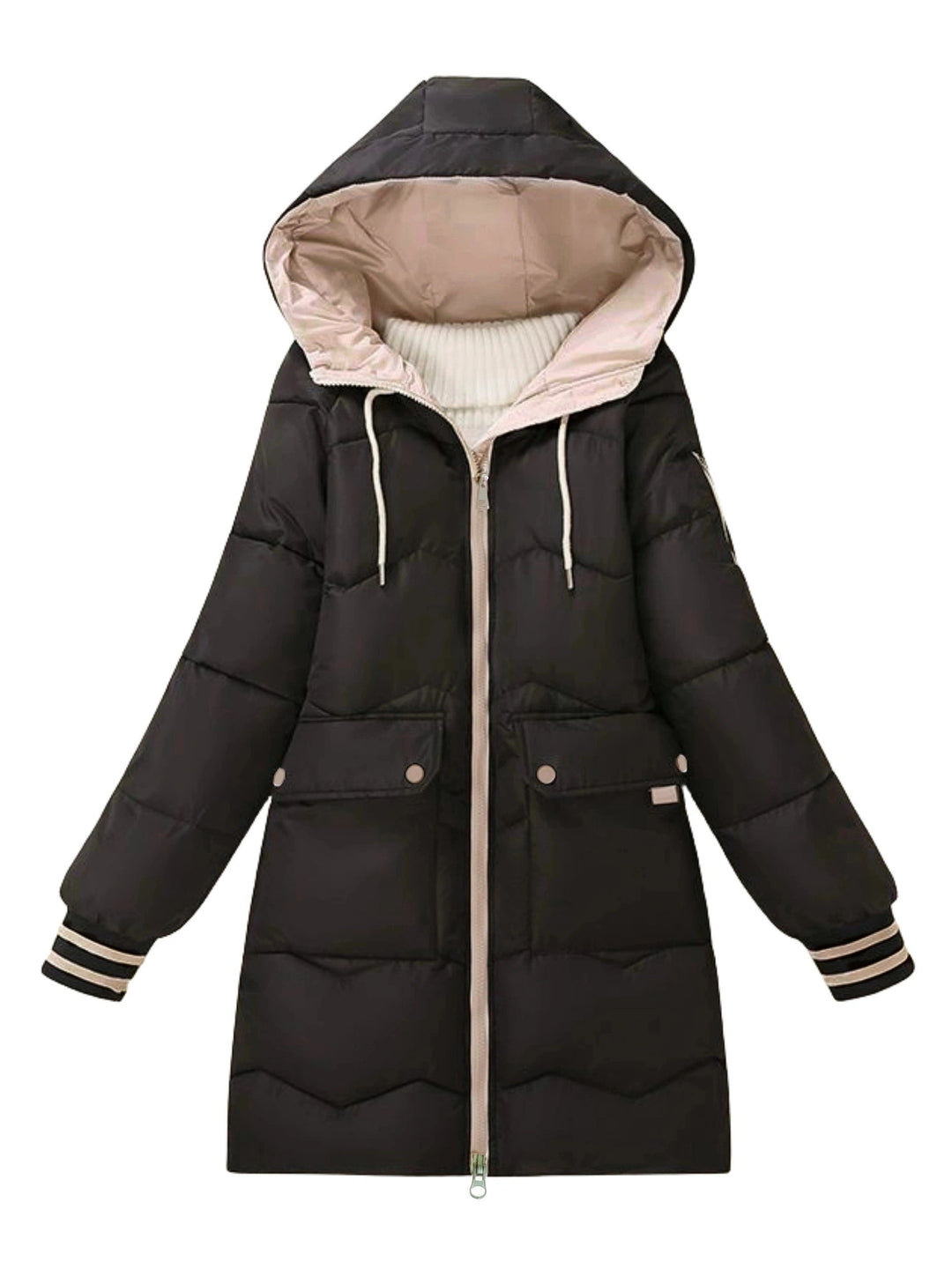 Ciepła pikowana hoodie z zamkiem - Valencia