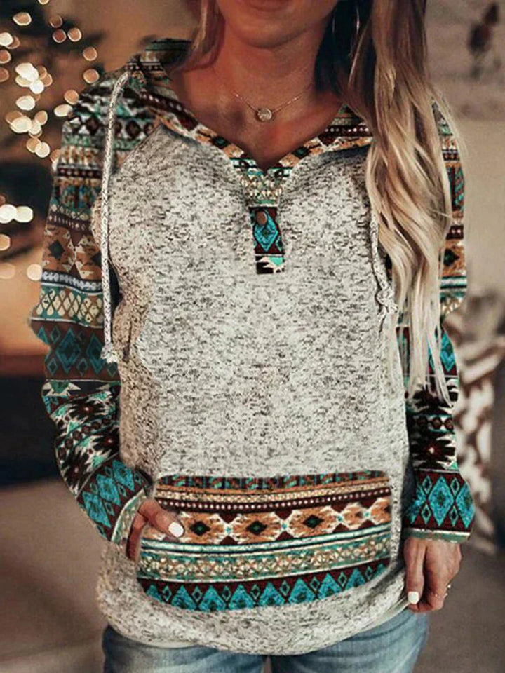 Wzorzysty damski hoodie – Nayela Czar Jesieni