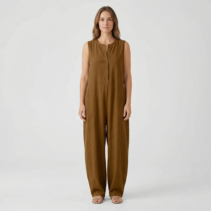 Ärmelloser Jumpsuit Mit Kapuze Und Knopfleiste - Priscilla