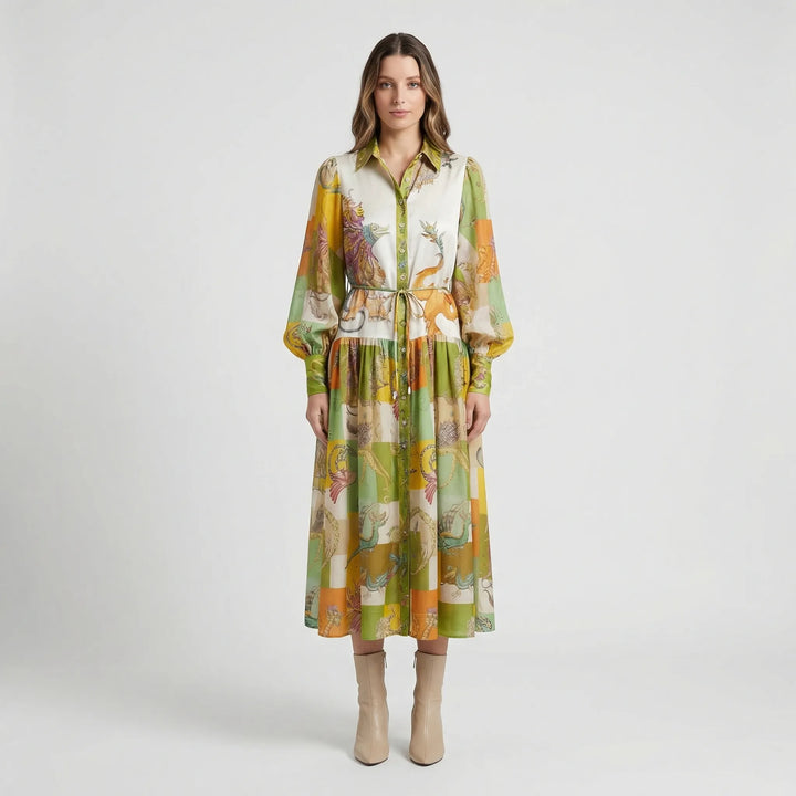 Ausgestelltes Midi-Kleid Mit Grafischem Allover-Print - Natasha