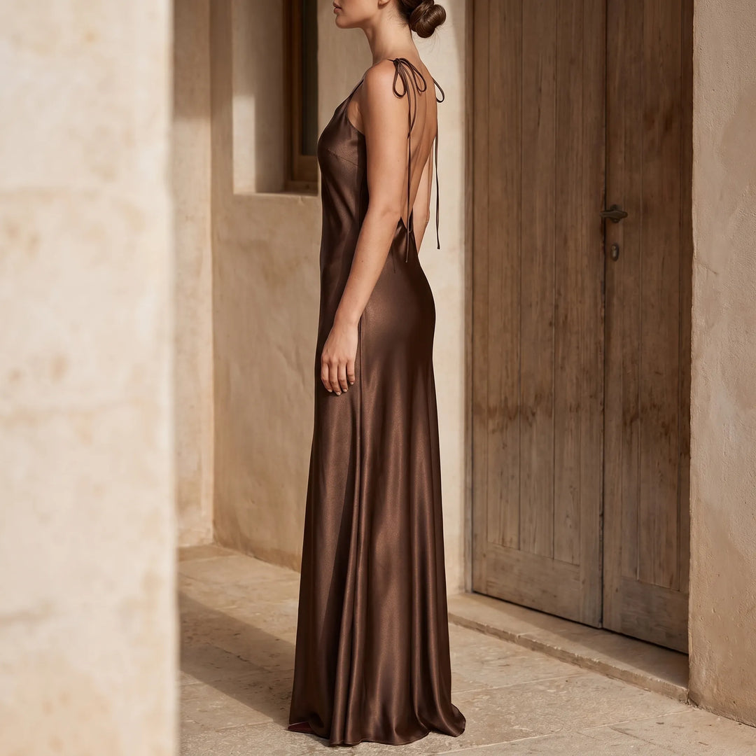 Backless Floor-Length Slip Dress -  Opal