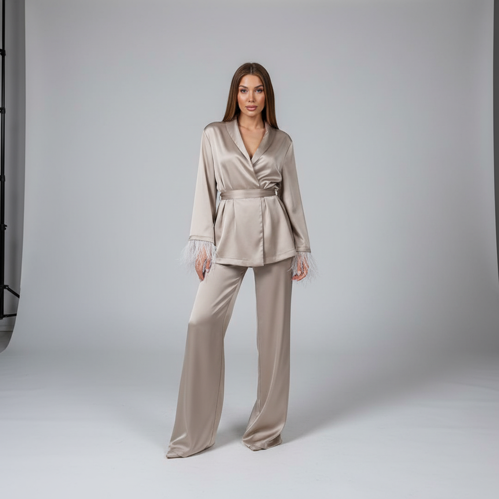 Bequemer Satin-Anzug - Claudia