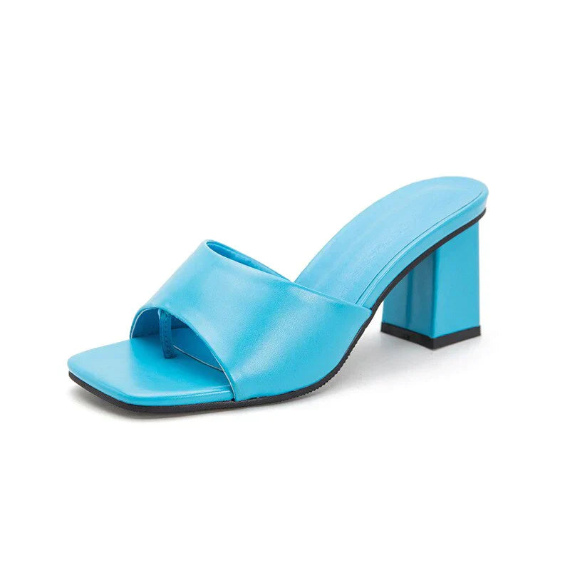 Block Heel Open-Toe Mule Sandal - Irene