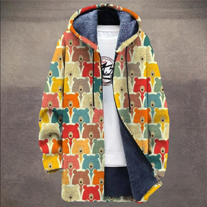 Retro męska kurtka z nadrukiem colorblock i kapturem – Eliano
