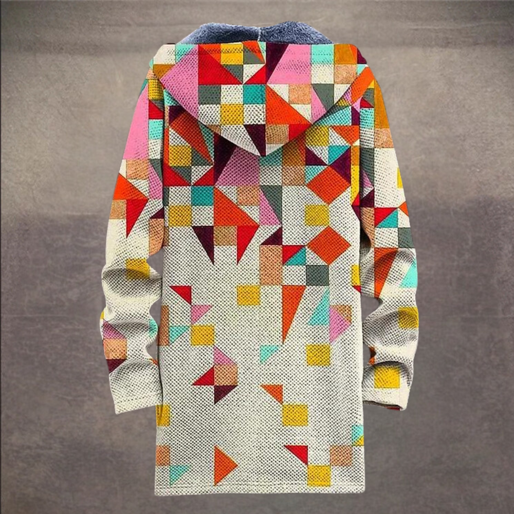 Retro męska kurtka z nadrukiem colorblock i kapturem – Eliano