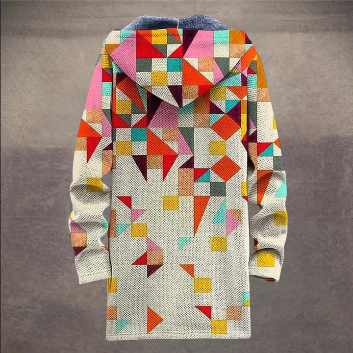 Retro męska kurtka z nadrukiem colorblock i kapturem – Eliano
