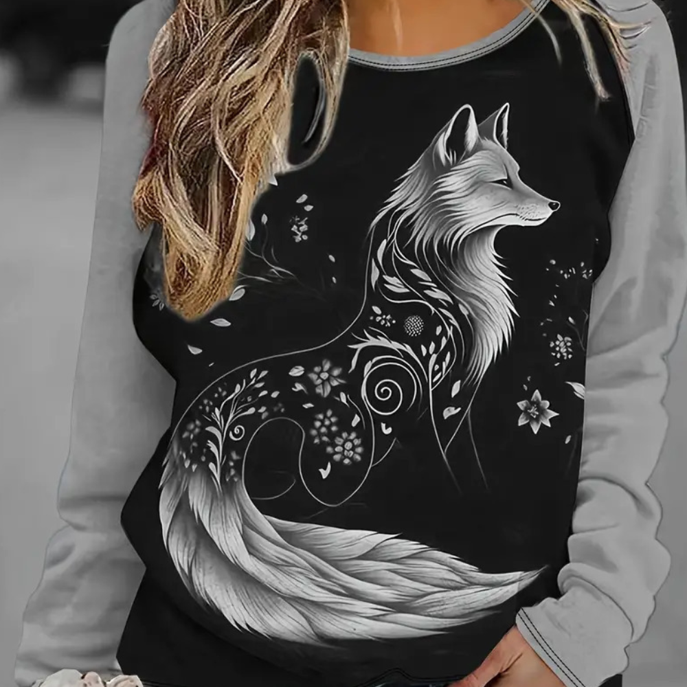 Damski sweatshirt z nadrukiem lisa – Nora