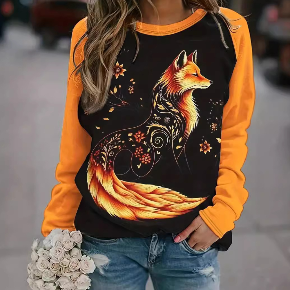 Damski sweatshirt z nadrukiem lisa – Nora