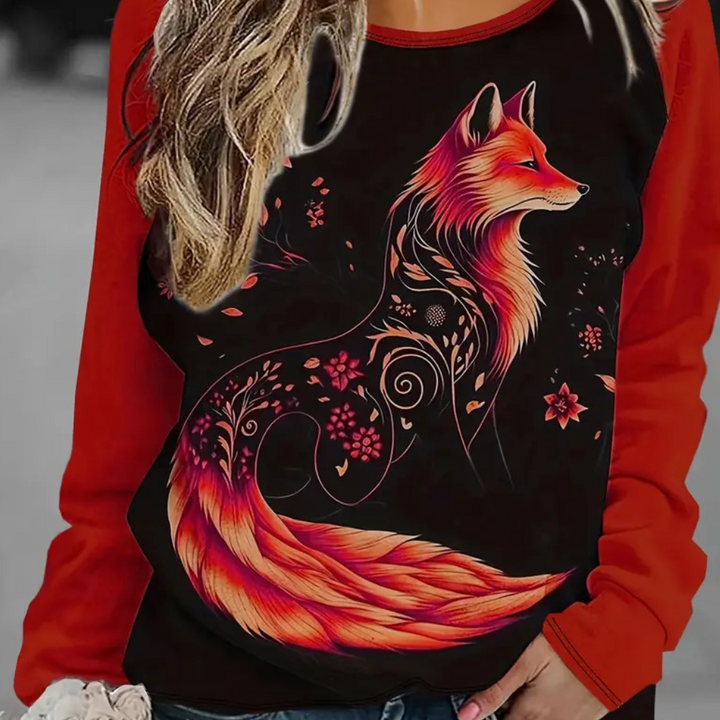 Damski sweatshirt z nadrukiem lisa – Nora