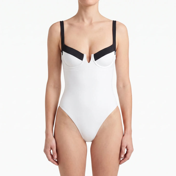 Colour-Block Strapless Beach Bodysuit - Lillian