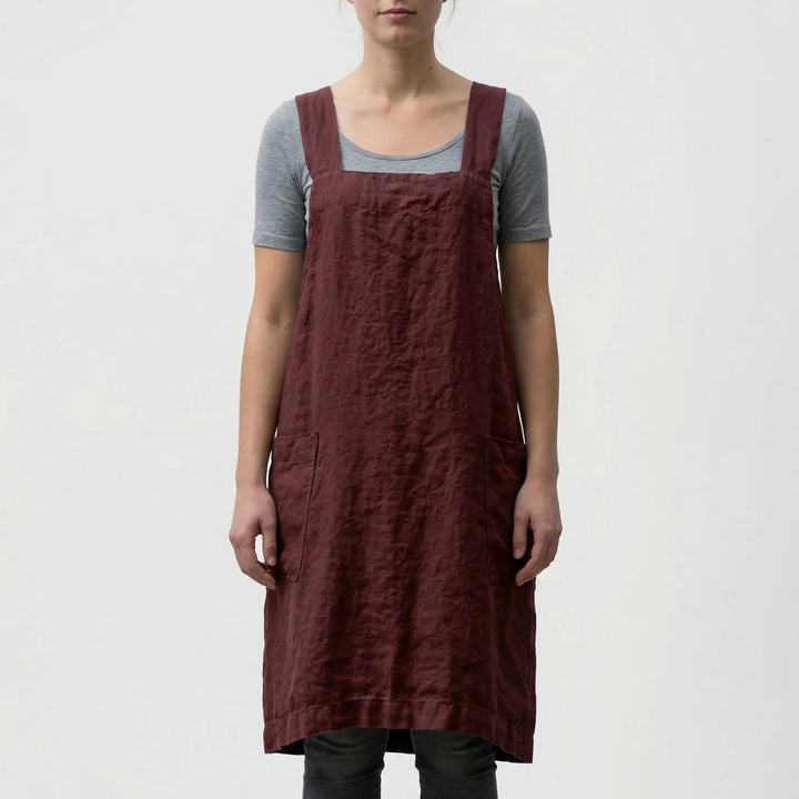 Crossback Pinafore Apron For Women - Heather