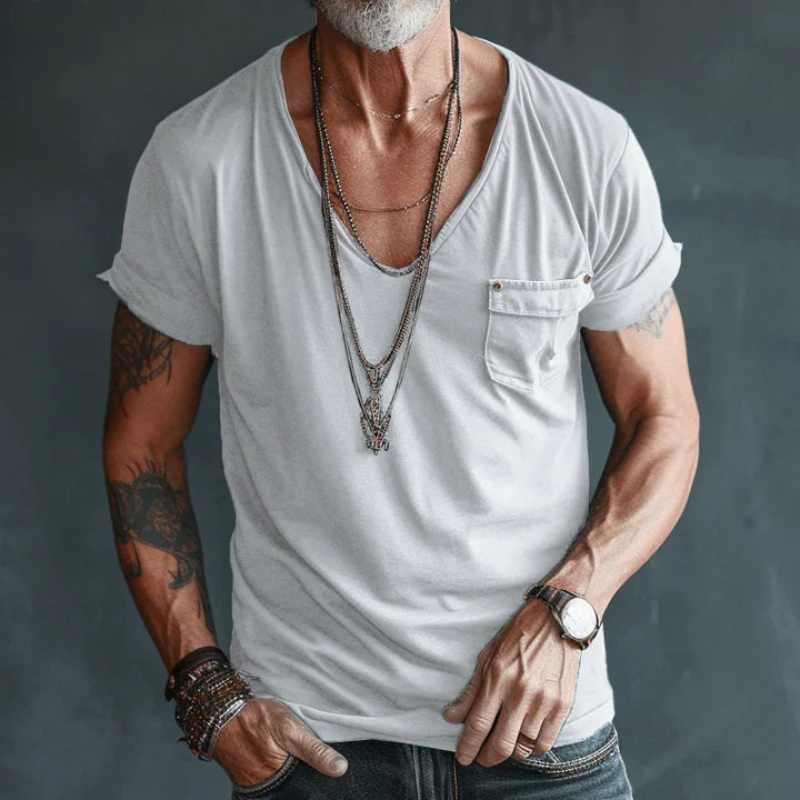 Deep V-Neck Short Sleeve Tee - Ross