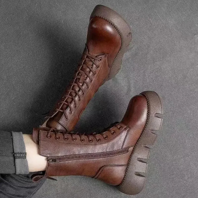 Dicker Plateaukampfstiefel - Marla