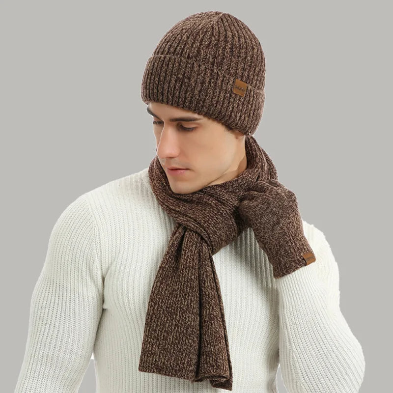 Dreiteiliges Gestricktes Winteraccessoire Set - WarmTrio
