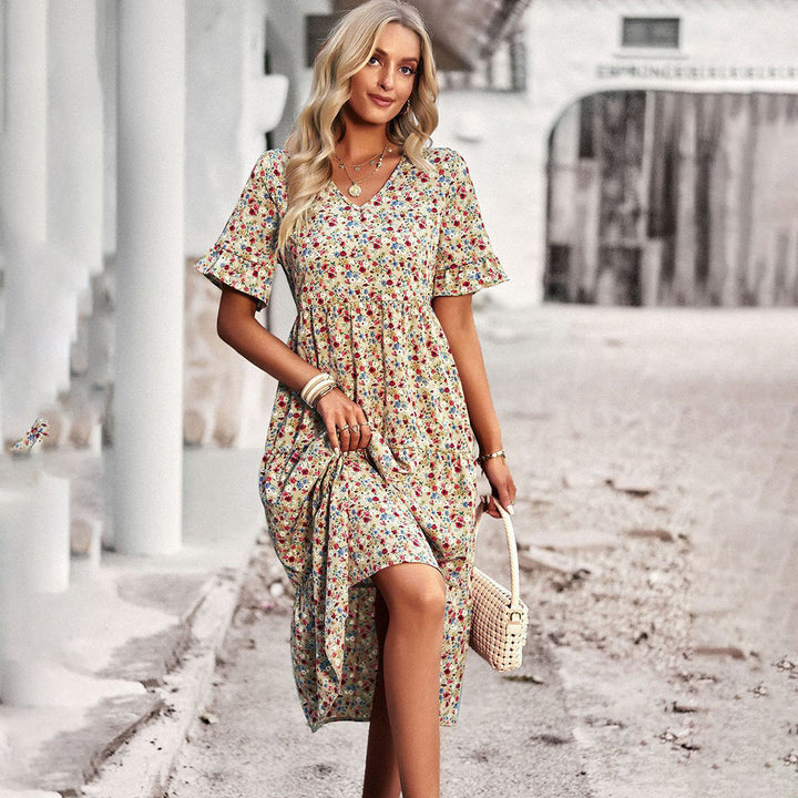 Modna midi sukienka w kwiaty - Livia