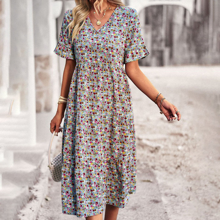 Modna midi sukienka w kwiaty - Livia
