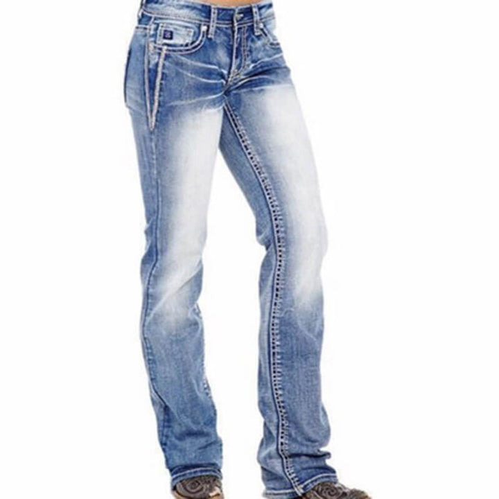 Damskie dżinsy bootcut z detalami w flagi – Madison