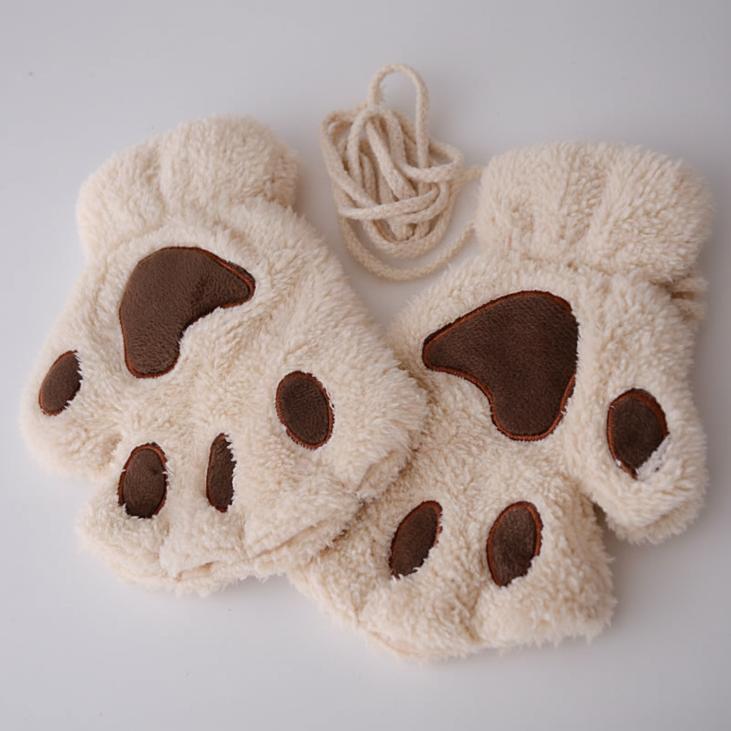 Fingerlose Plüschige Pfotenhandschuhe - PawFluff