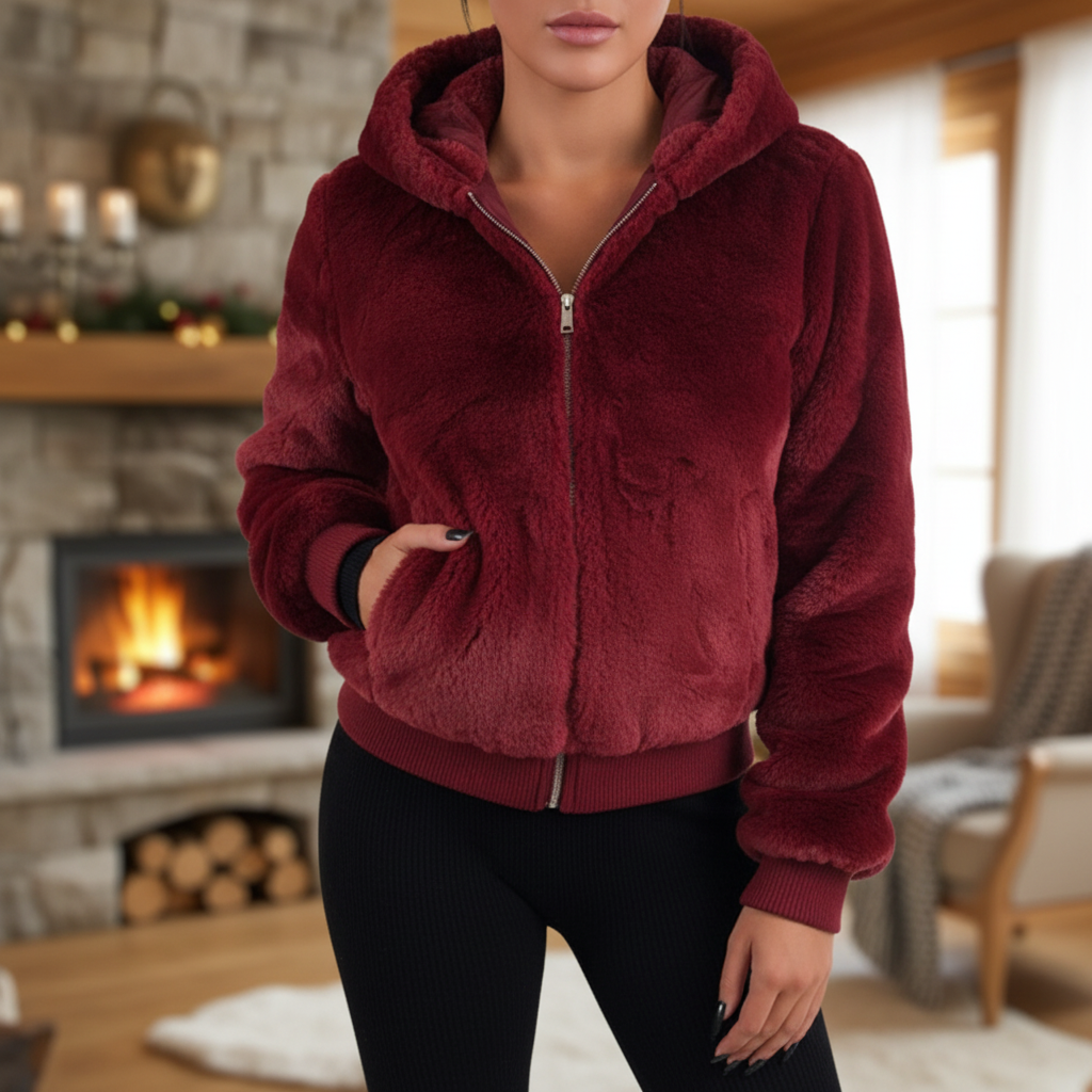 Flauschige Weste Mit Kapuze -  Christina